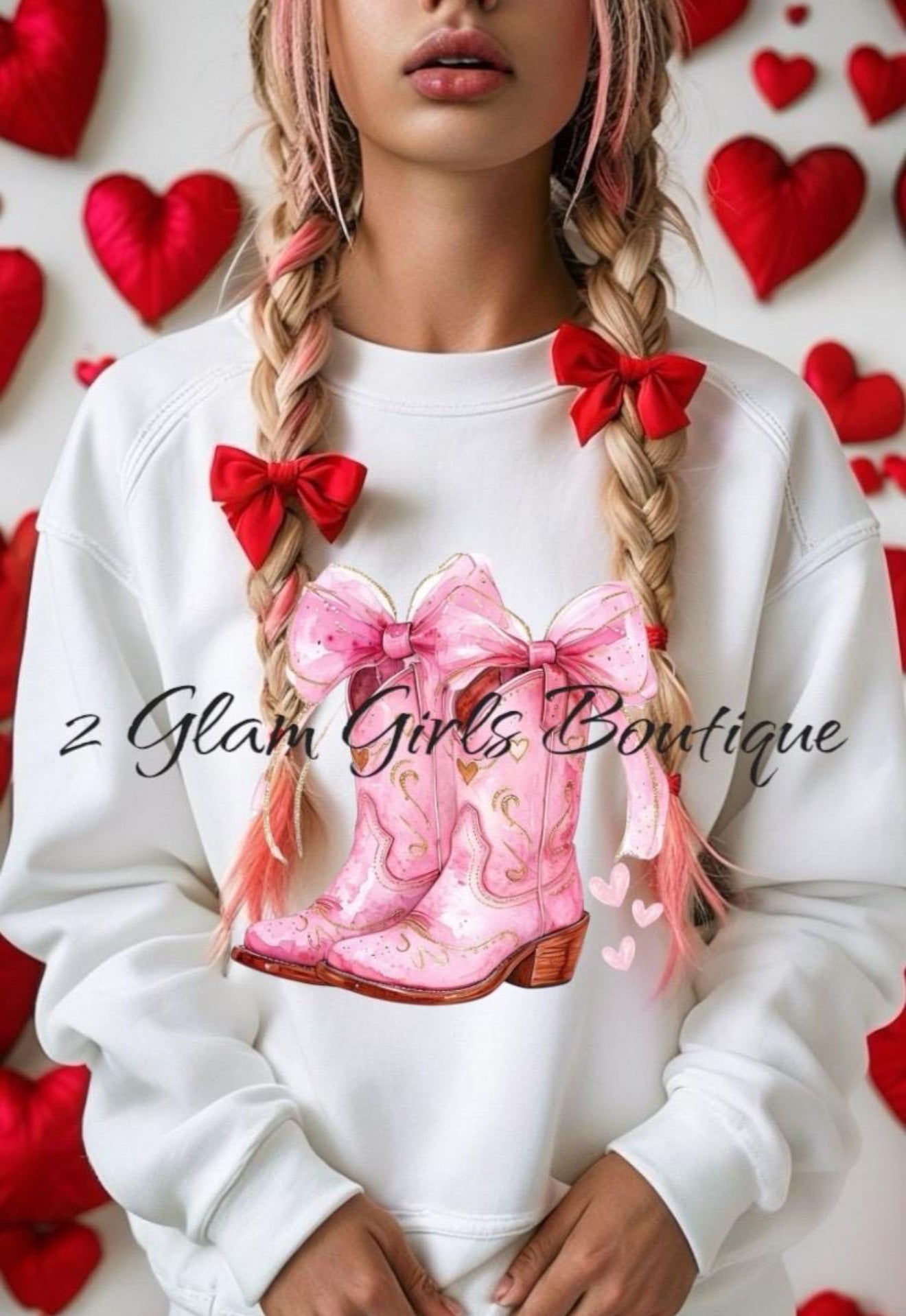 PNG Digital Valentines Boot Bow File ~ Cowgirl Boots ~ Valentine download
