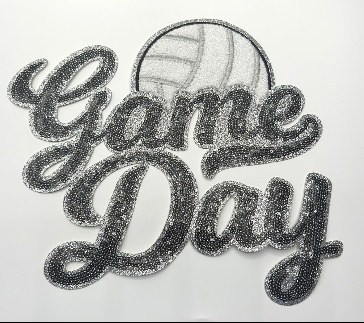 Game Day Vollyball Patch ~ Vollyball iron on patch ~ sequin glitter patch ~ Ready to Press