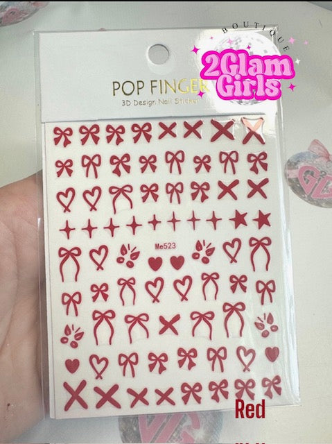 3D Nail Art Stickers ~ Coquette Nail decals ~ High quality nail stickers