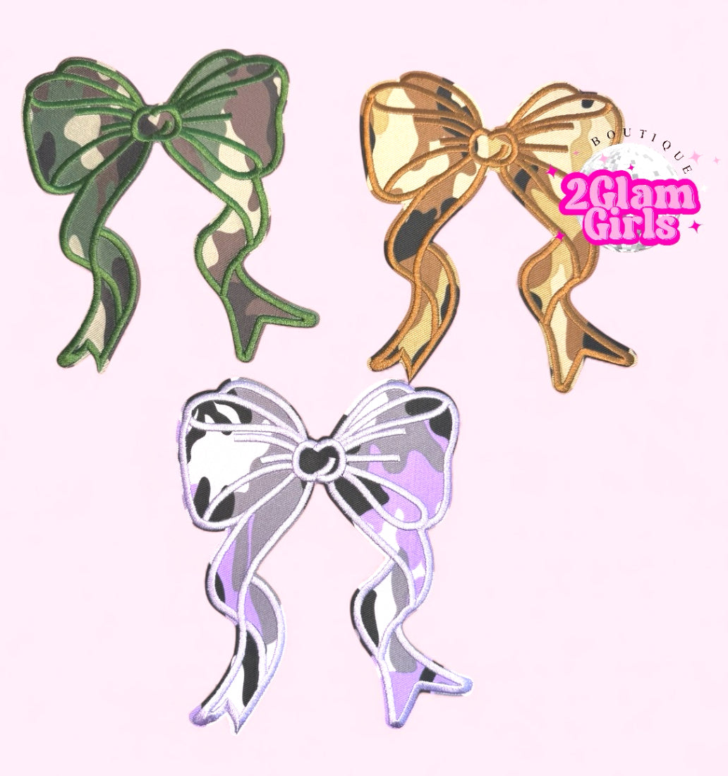 3 colors in Camo side bows / hat bows