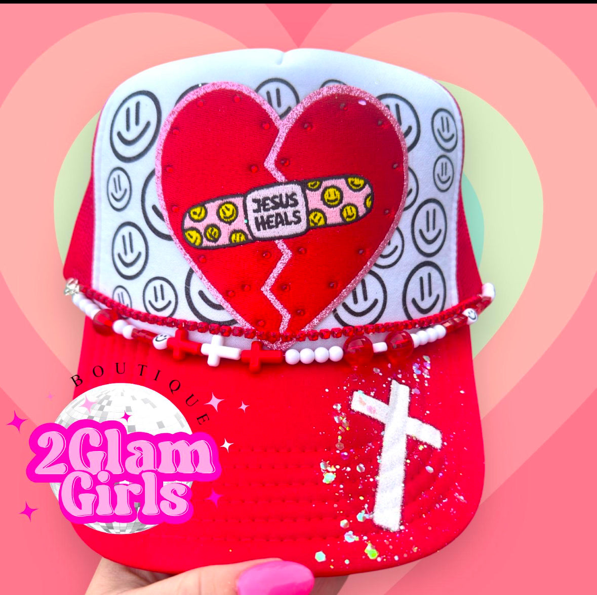 Trucker Hat Patch ~ Jesus Heals a broken heart patch ~iron on patch