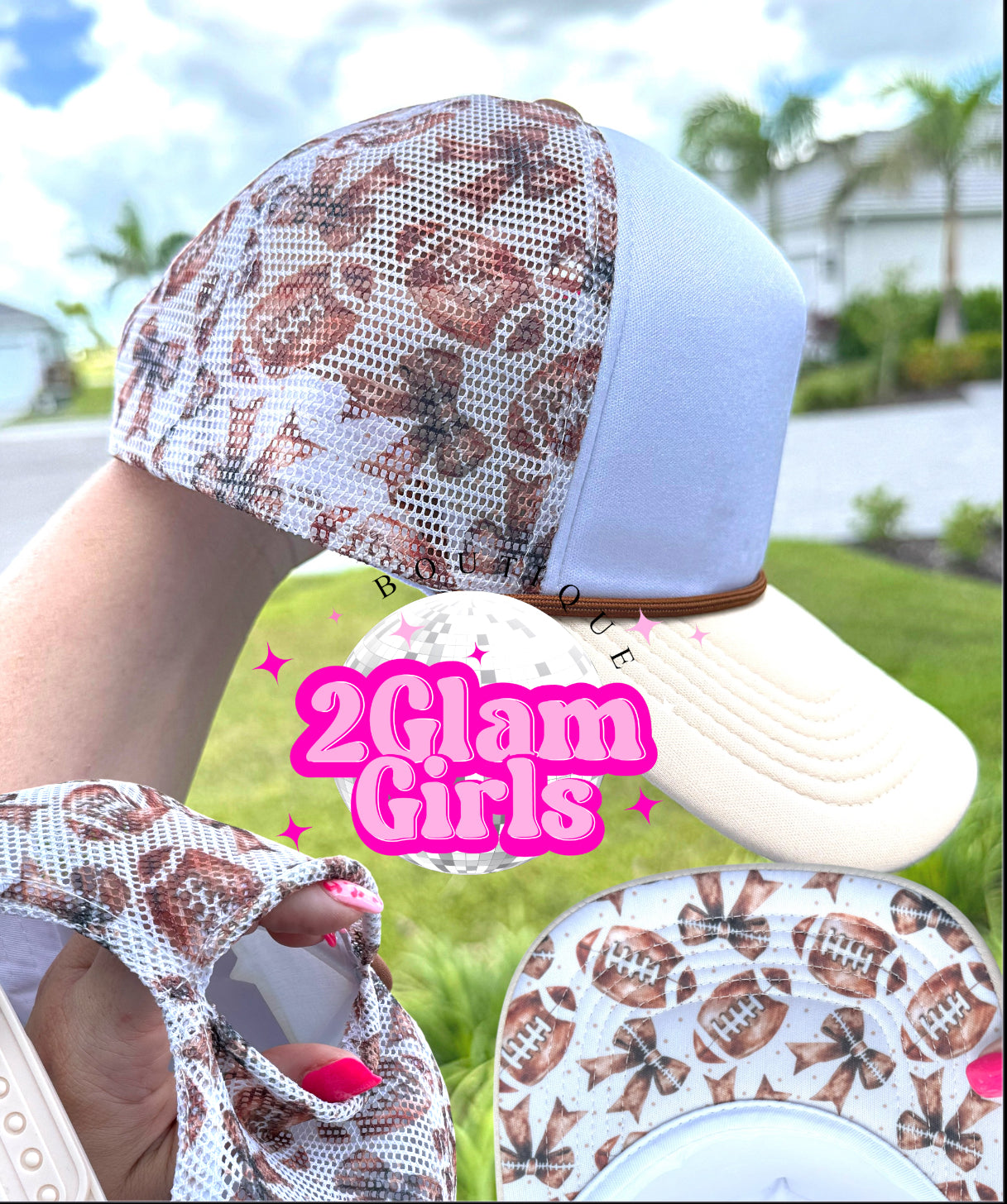Football and Bow Trucker Hat
