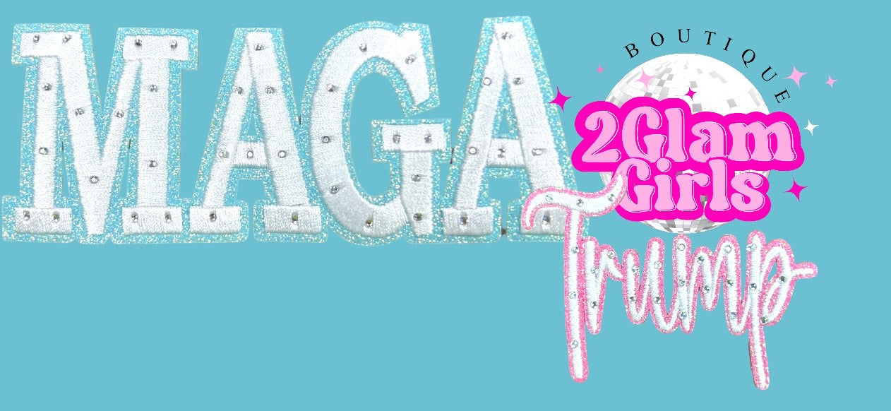 MAGA and Trump Bling Patch ~ Glitter and Rhinestones Patch