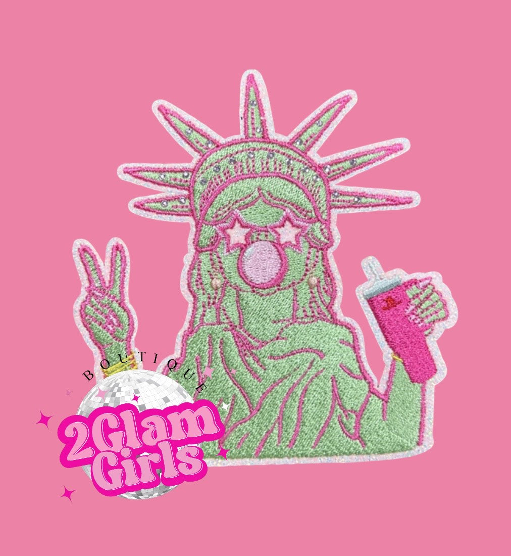 Miss Liberty Patch ~ with a tumbler and rhinestones