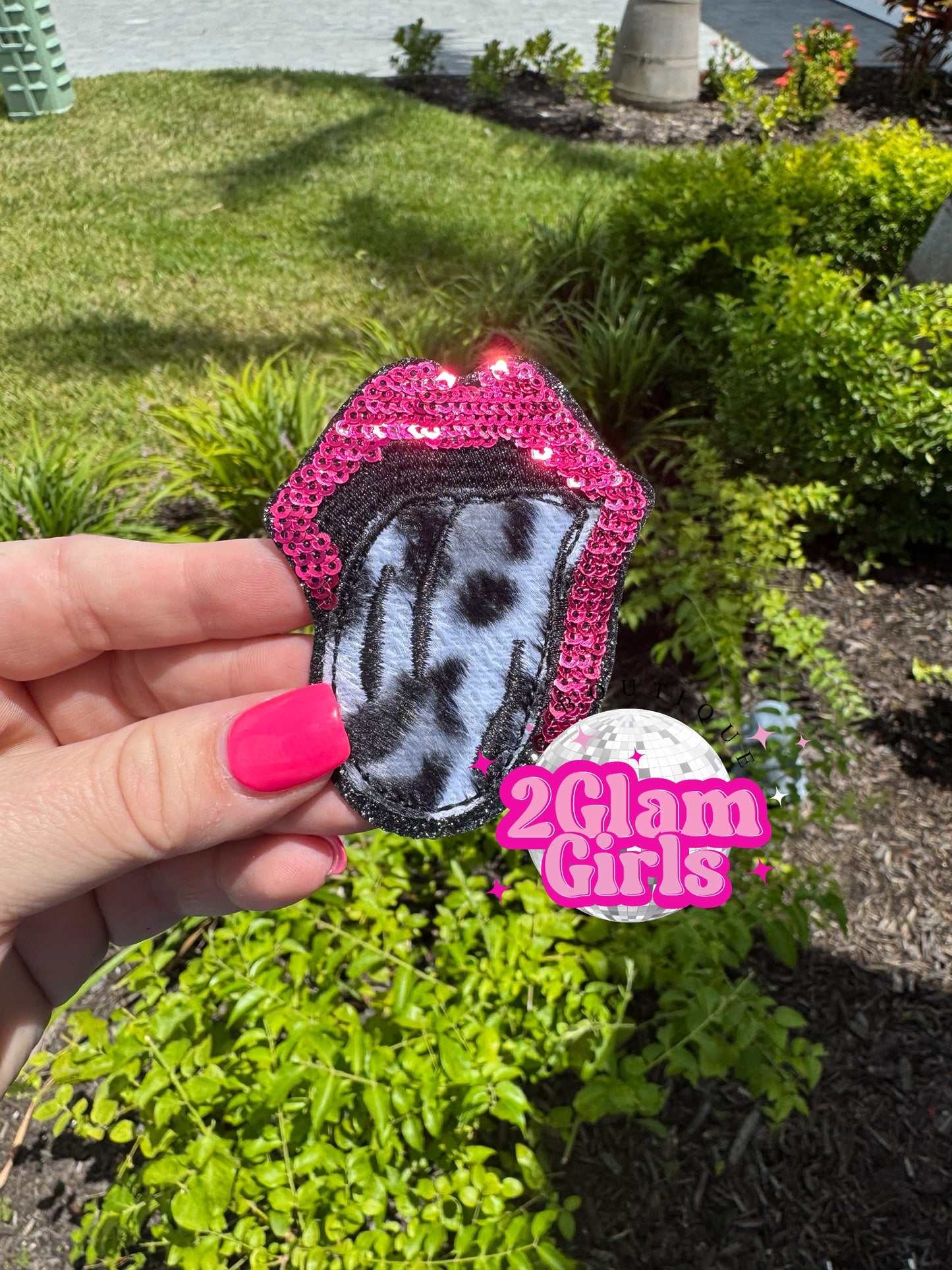 Faux Fur Sequin Tongue 👅 Patch