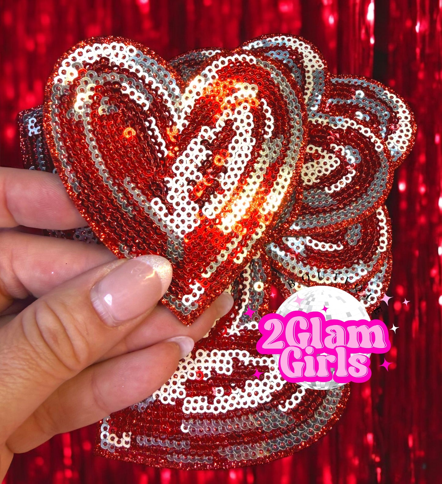 Sequin Heart Patch ♥️ Red / Silver