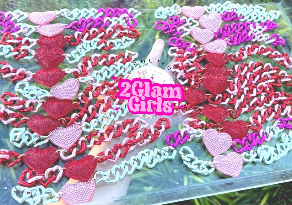 Exclusive 2GG Pink and Red Bling Hat Chains ❤️🩷