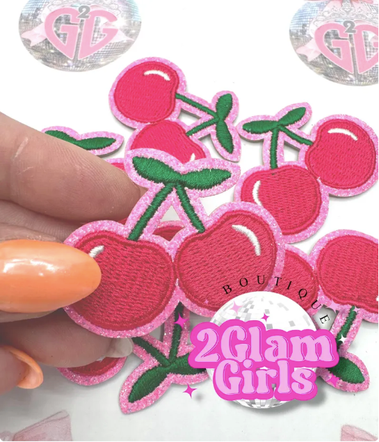 Ashlee Collection ~iron on Patches , htv transfers ~ glitter ~ cherries ~ fabulous, sweet