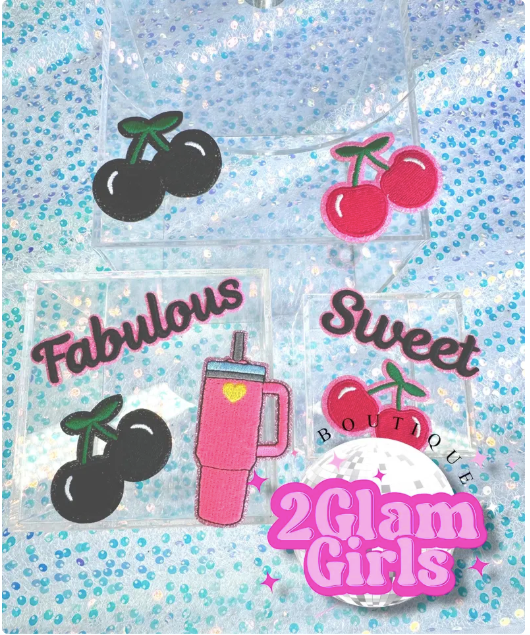 Ashlee Collection ~iron on Patches , htv transfers ~ glitter ~ cherries ~ fabulous, sweet
