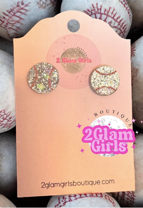 Sports stud Earrings ~ Resin Glitter Stud earrings ~ Soccer Earrings ~ Baseball Earrings ~ Softball Earrings ~ Volleyball Earrings