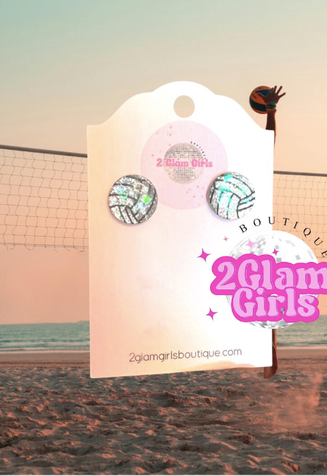 Sports stud Earrings ~ Resin Glitter Stud earrings ~ Soccer Earrings ~ Baseball Earrings ~ Softball Earrings ~ Volleyball Earrings