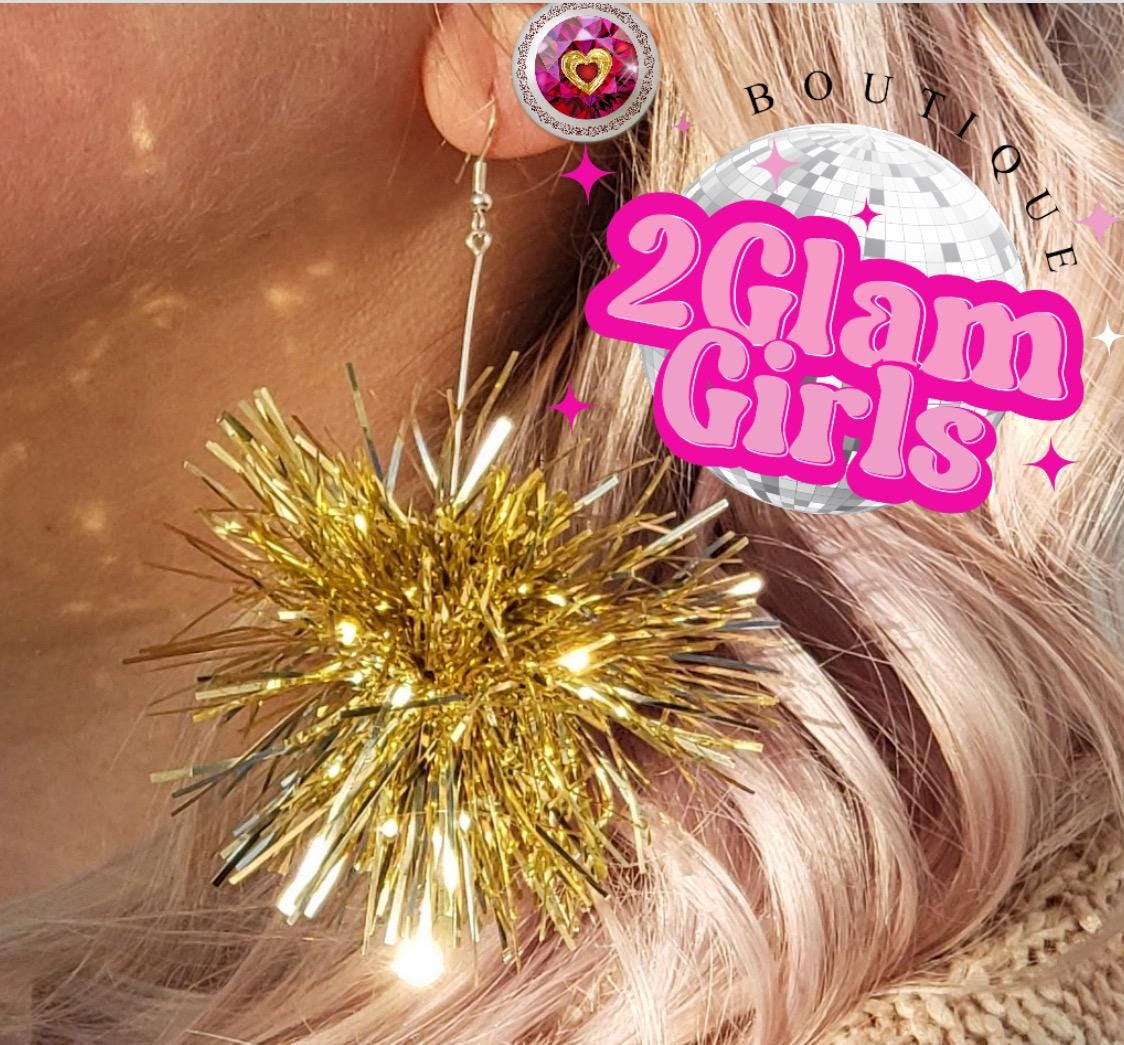 Tinsel Earrings ~ Birthday Earrings ~ Sparkle Earrings ~ Holiday Earrings ~ Game Day Earrings