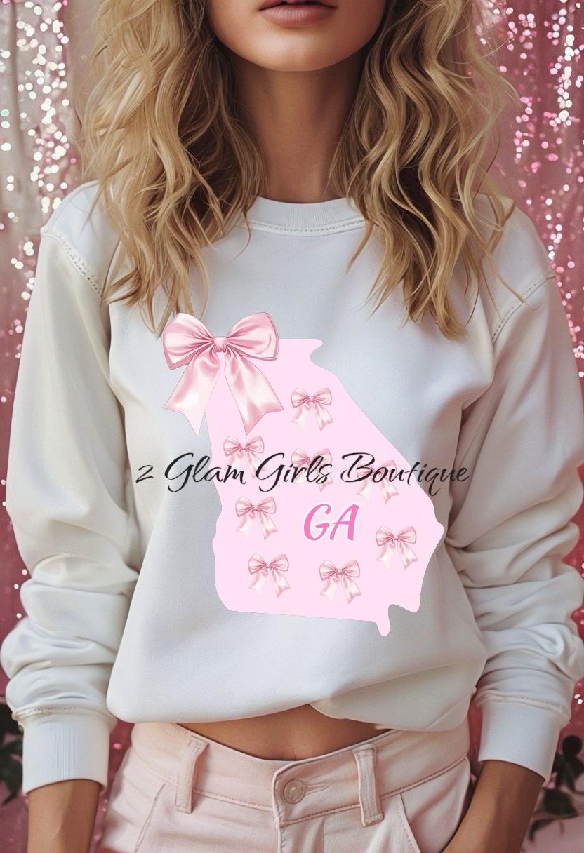 PNG Coqeutte Bow Georgia State - Pink Bow ~ GA state