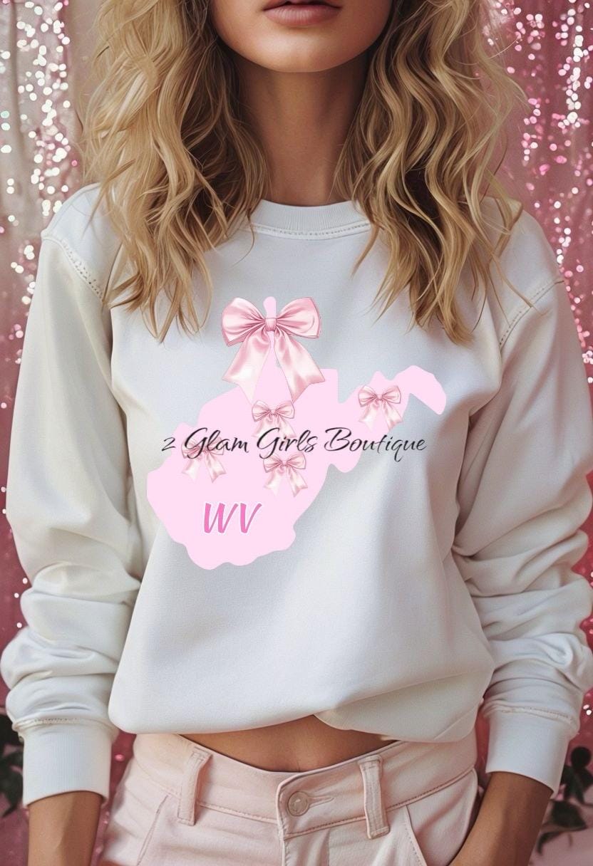 PNG Coquette West Virginia State ~ Pink Bow State - Digital File