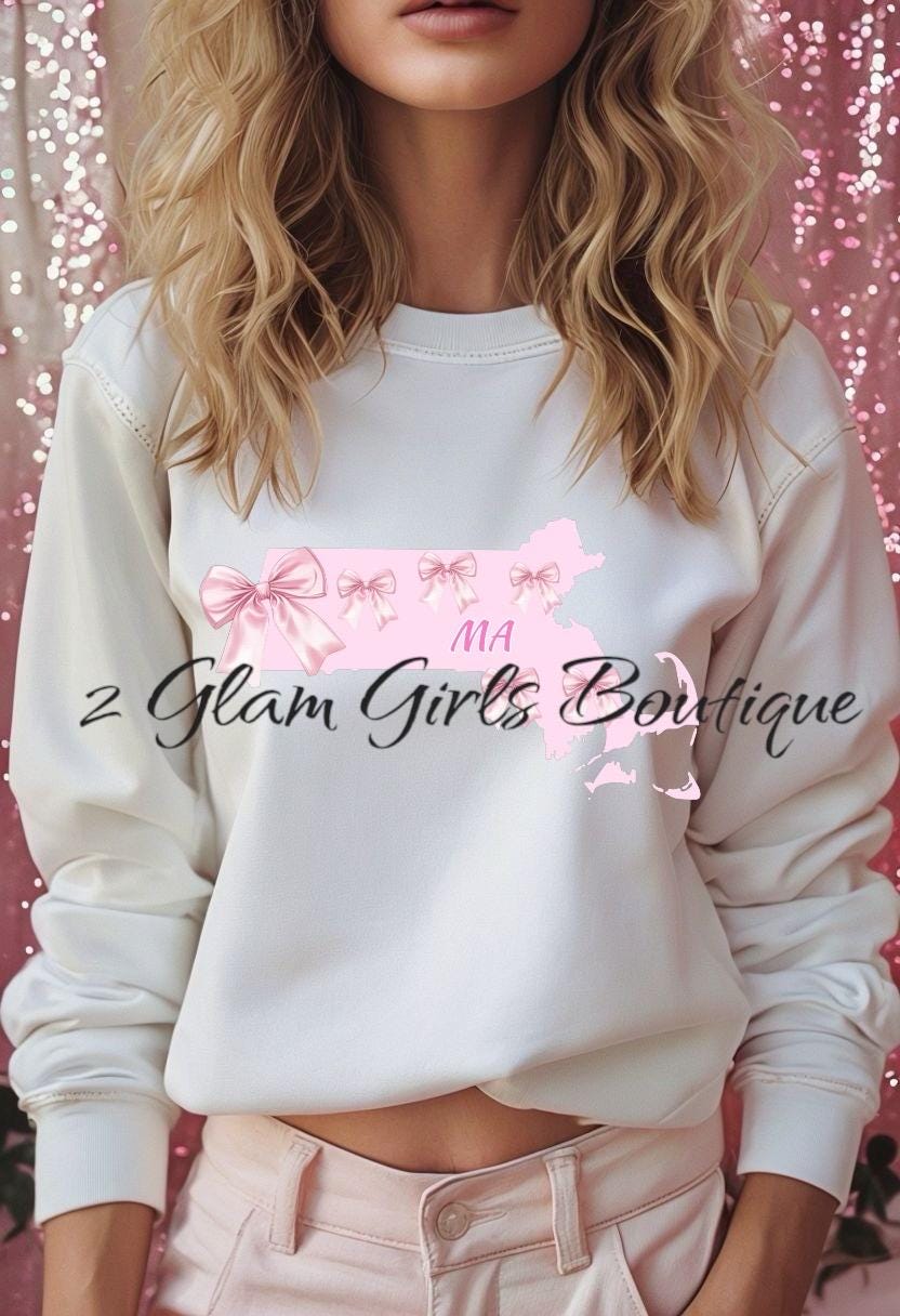 PNG Coquette Massachusetts State ~ Pink Bow State ~ Digital File