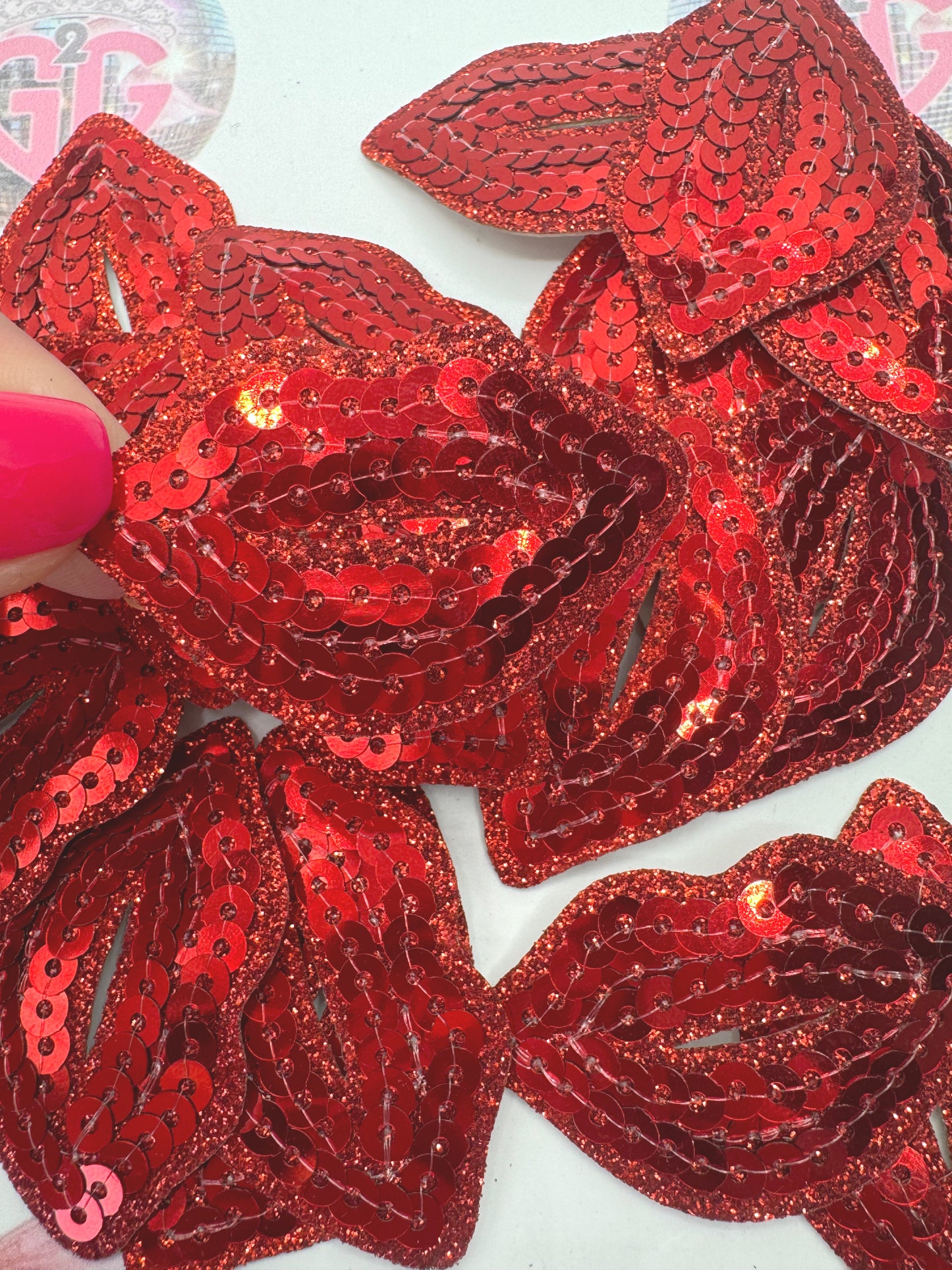 Sequin Red Glitter Lips ~ Sparkle Red Lips 👄