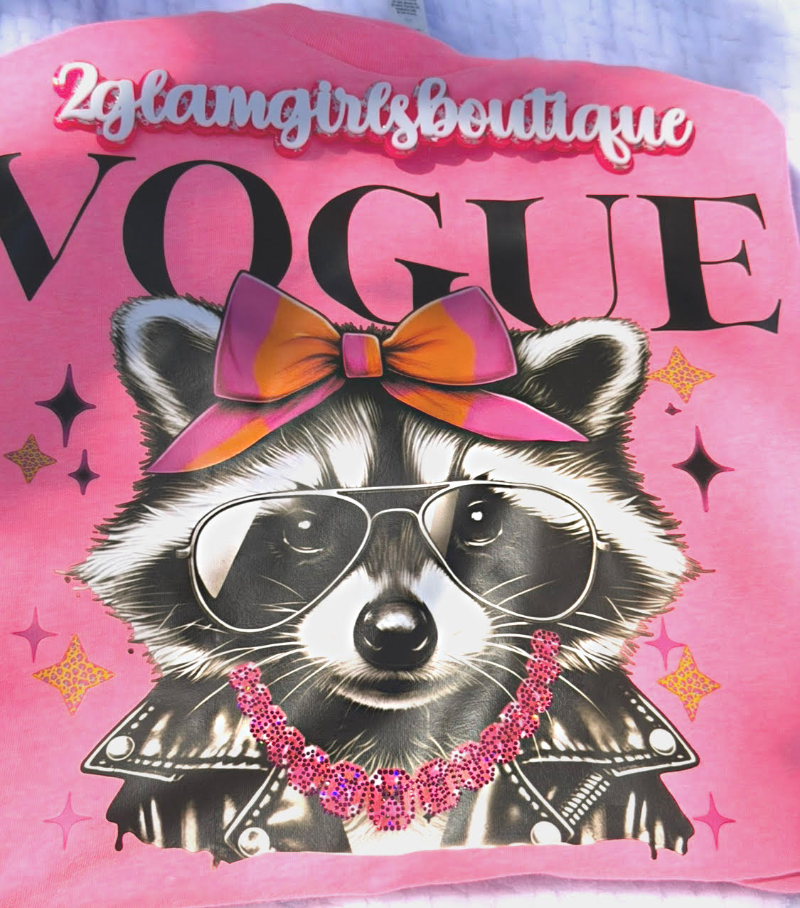 Vogue Raccoon Screenprint with Spangles