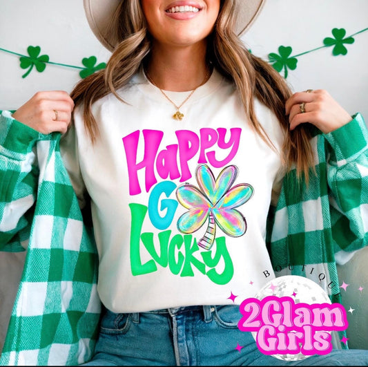 DTF Ready to Print ~ Happy Go Lucky ~ St Pattys Print