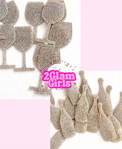Rhinestone patches Champs / wine glasses