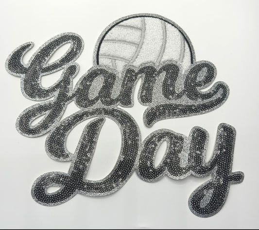 Game Day Vollyball Patch ~ Vollyball iron on patch ~ sequin glitter patch ~ Ready to Press