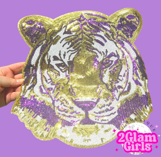 Sequin LSU patch ~ Ready to Press ~ LSU tshirt/ sweater patch
