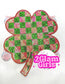 Checkered Pink and Green Shamrock Shirt Patch ~ Iron on shirt Patch ~ Sequin shirt patch ~ St Pattys Shirt Patch