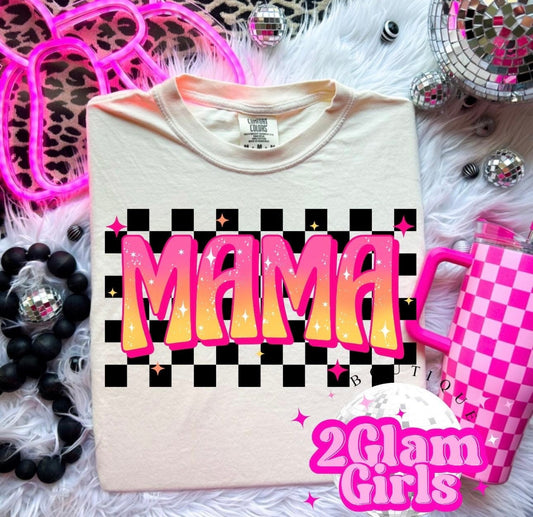DTF print Mama and Mini ready to press ~ Retro Mama and Mini ~ Checkered print