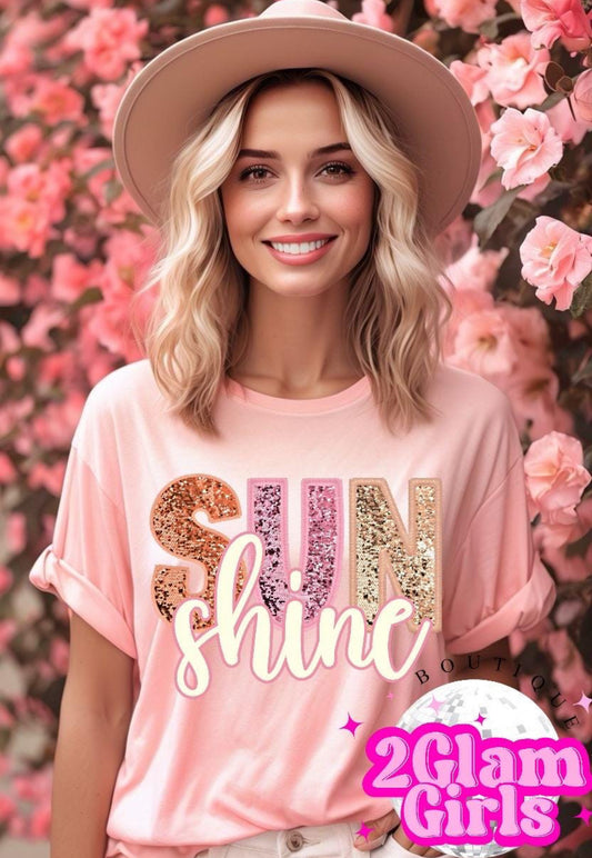 DTF print ready to Press ~ Sun shine print ~ Spring and Summer Print ~ Faux Sequin Print