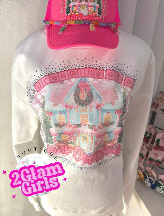 DTF Print and Sweatshirt or Crewneck ~ Dreaming of a Pink Christmas