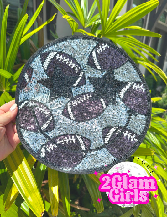 Football Smiley - Sequin Patch ~ Iron on Patch