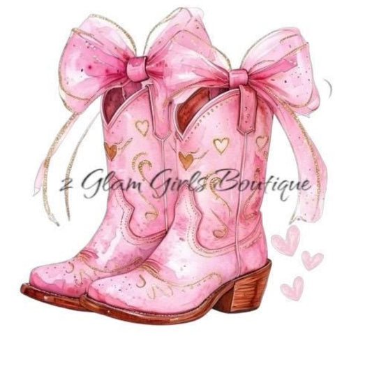 PNG Digital Valentines Boot Bow File ~ Cowgirl Boots ~ Valentine download