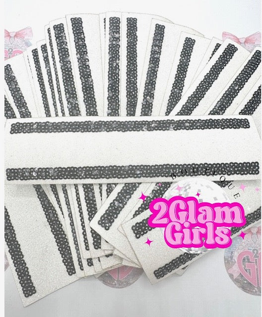 Trucker Hat Bands ~ White Glitter with black sequins ~ Classy and Glam hat band