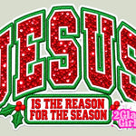 Jesus is the Reason/Red Sequin Brim Print DTF print