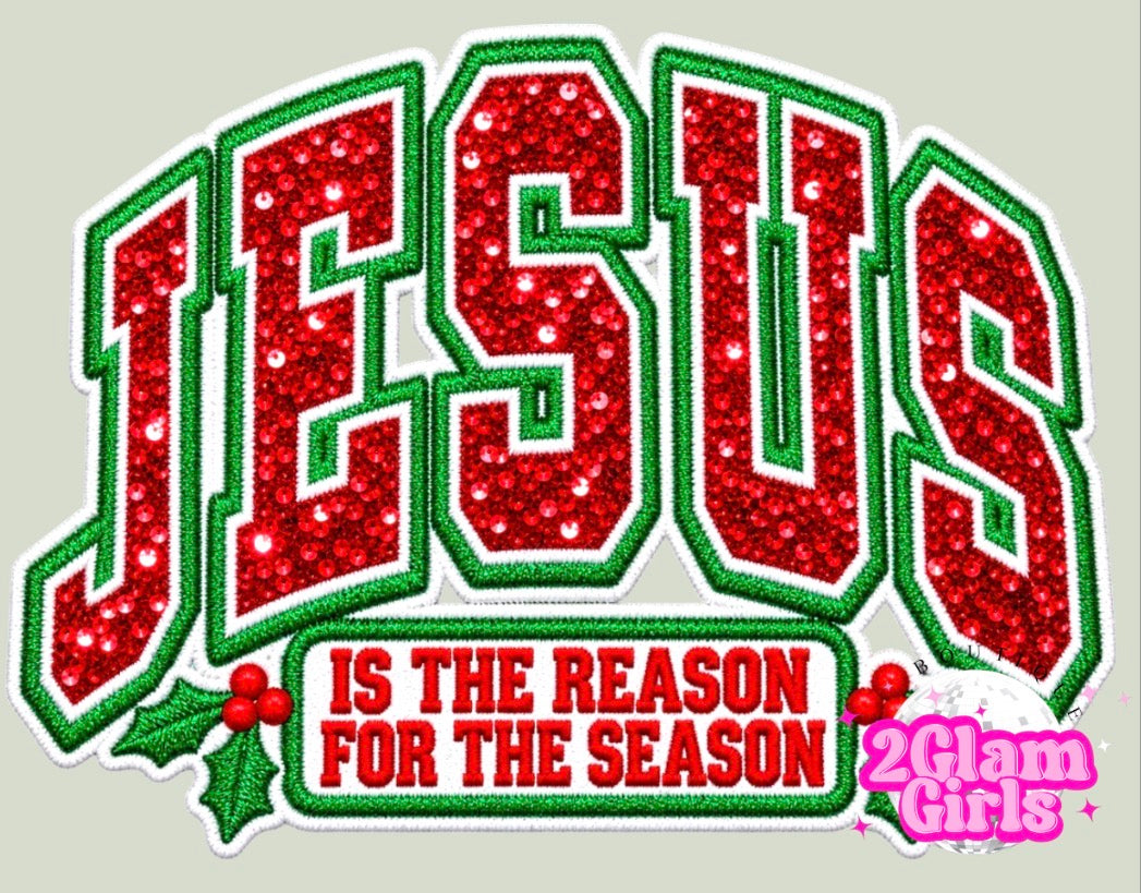 Jesus is the Reason/Red Sequin Brim Print DTF print
