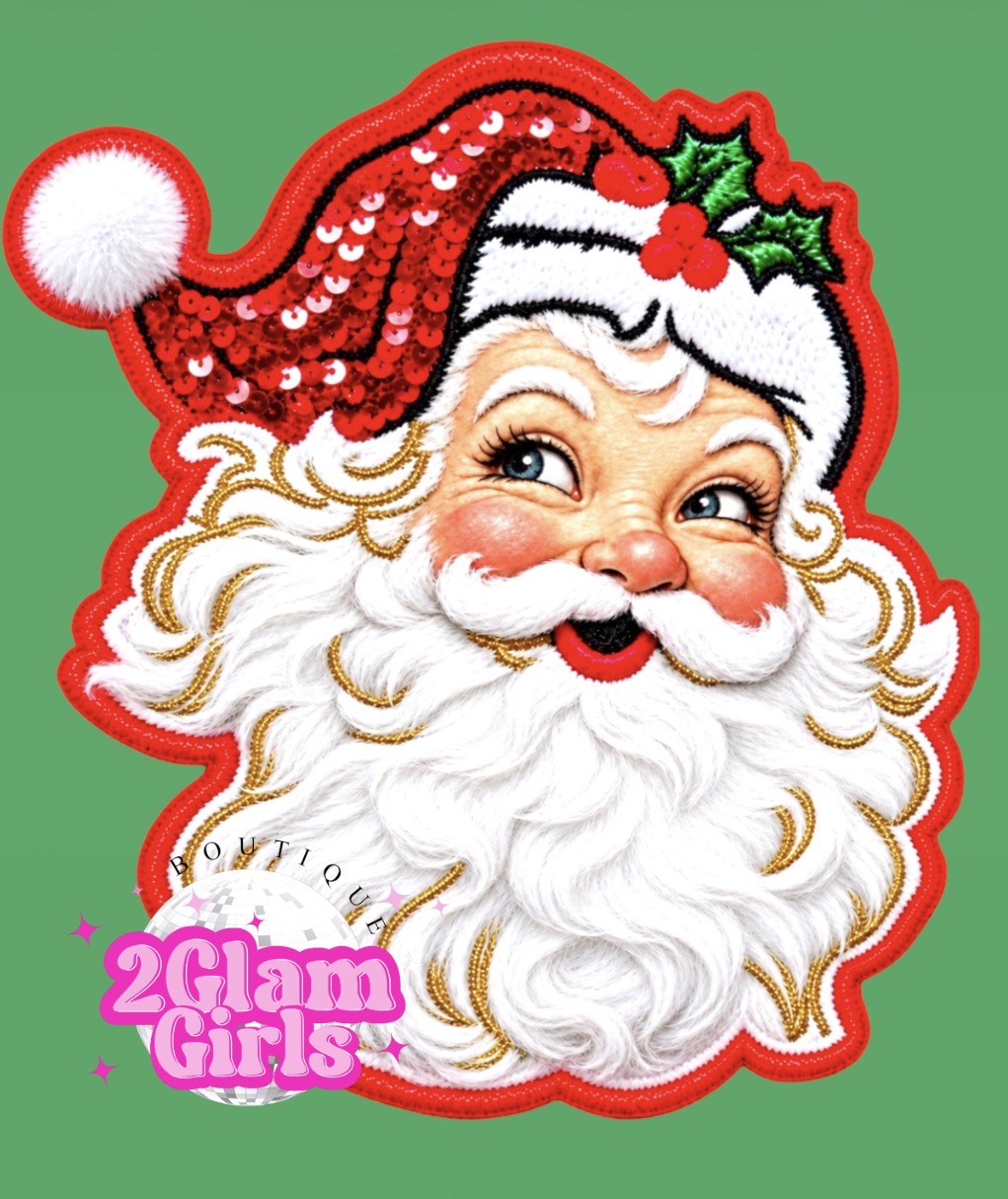 Retro Santa and Lights brim DTF print
