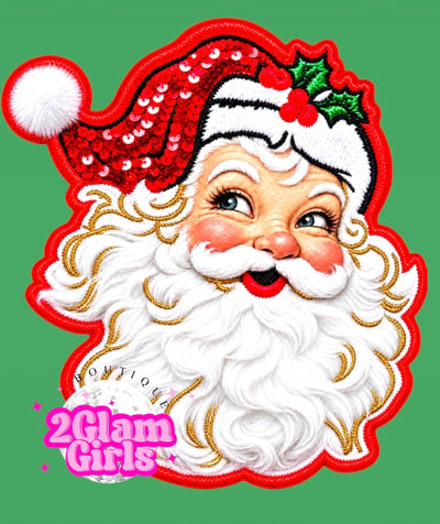 Retro Santa and Lights brim DTF print