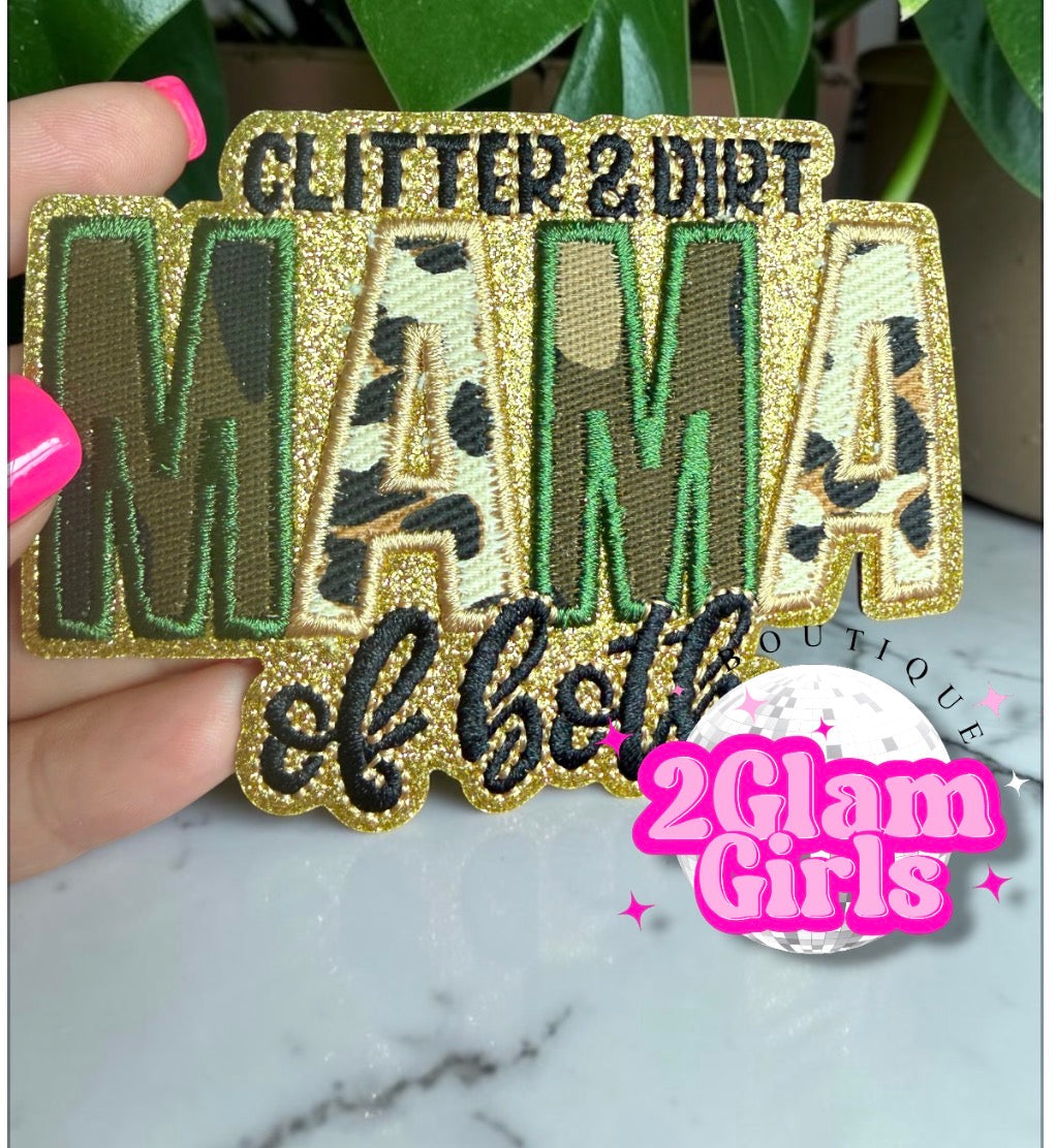 Glitter and Dirt Mama , Mimi, Gigi of both ~ Glitter camp and leopard patch ~ Iron on patch