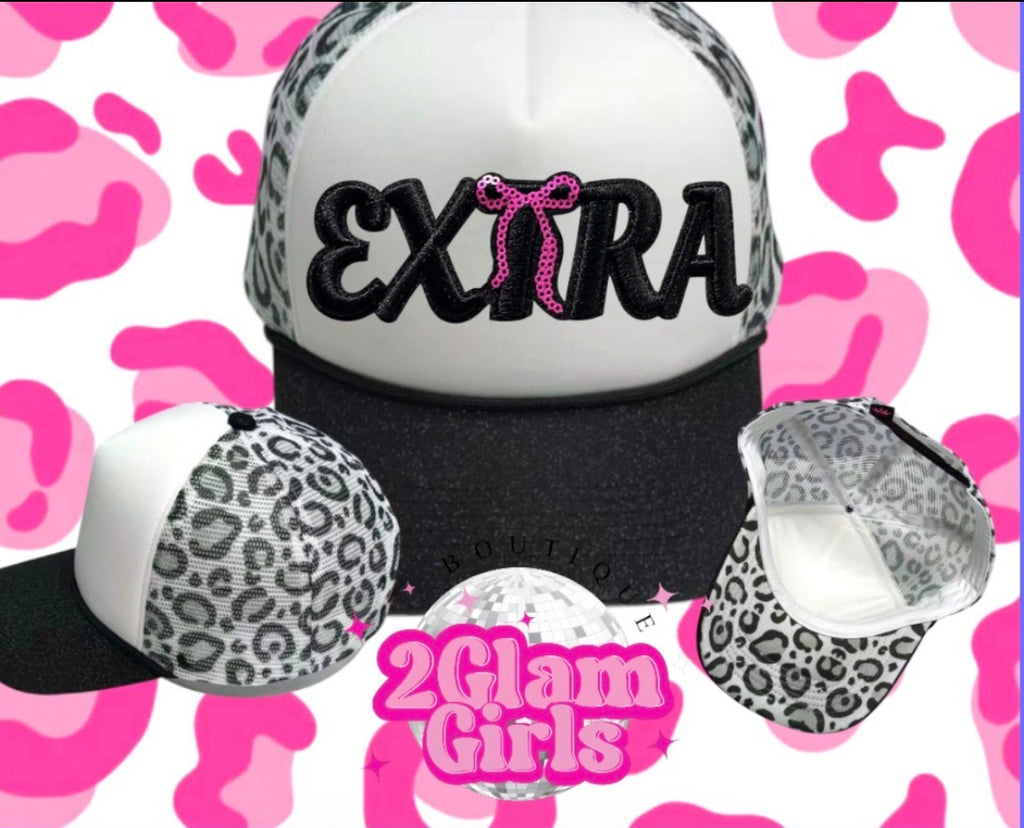 🐆 Black leopard glitter brim hat