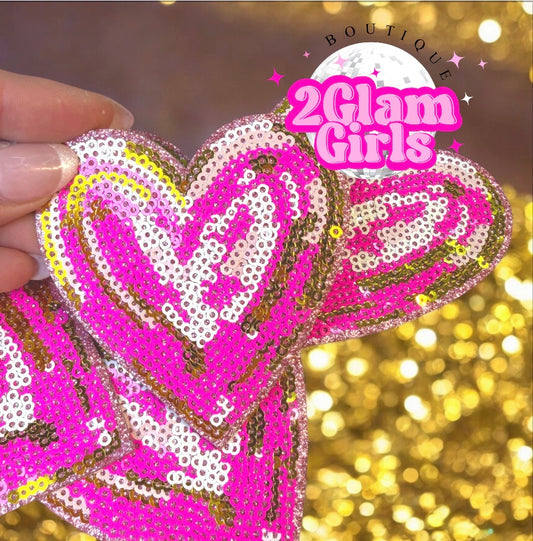 🩷 Heart Sequin Patch Pink/Gold