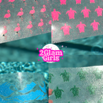 HTV Glitter hat Transfers ocean , turtles and flamingo
