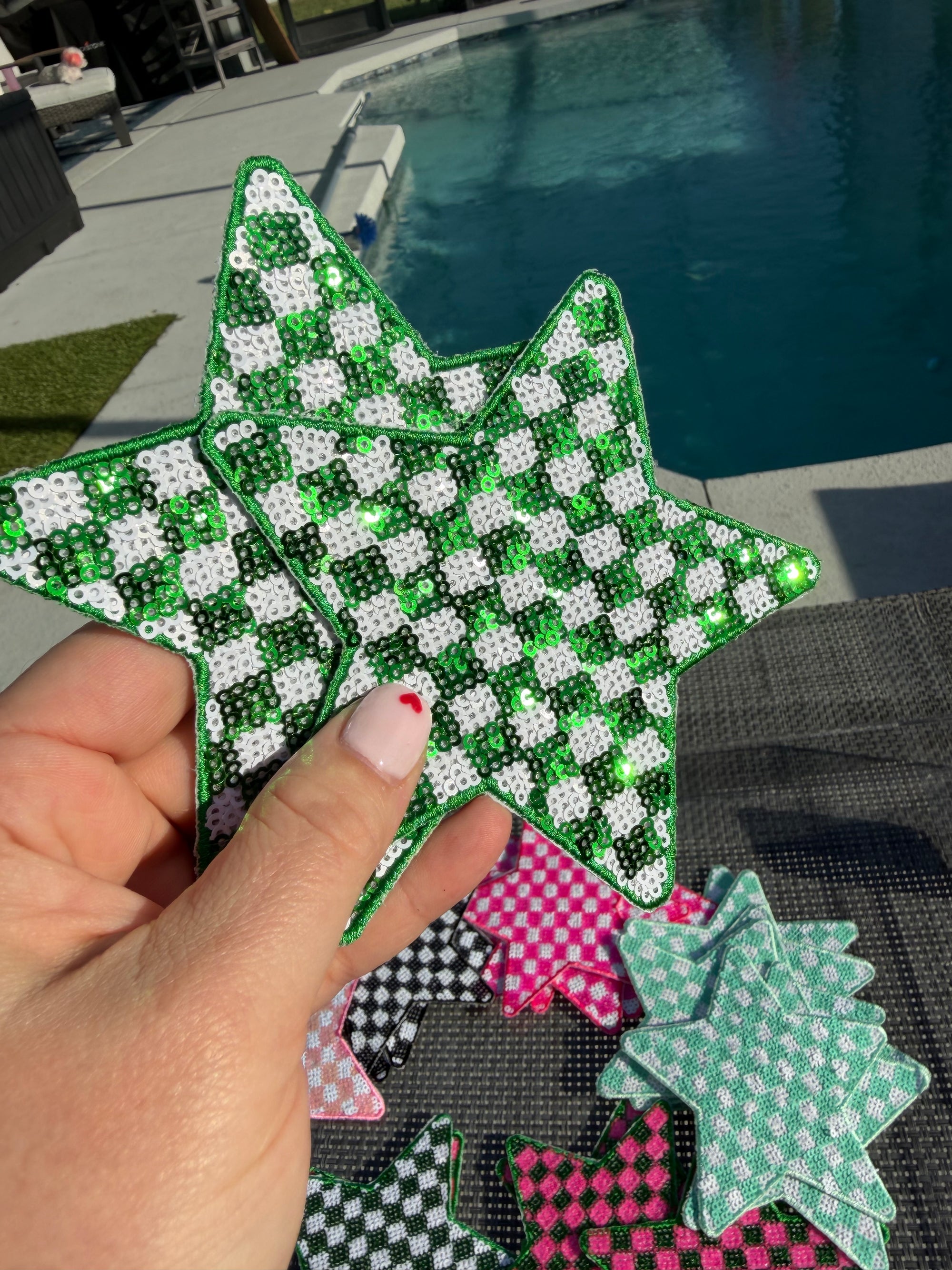 Large Checkered Stars ⭐️