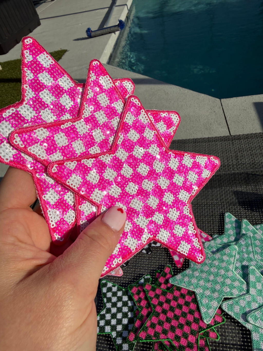 Large Checkered Stars ⭐️
