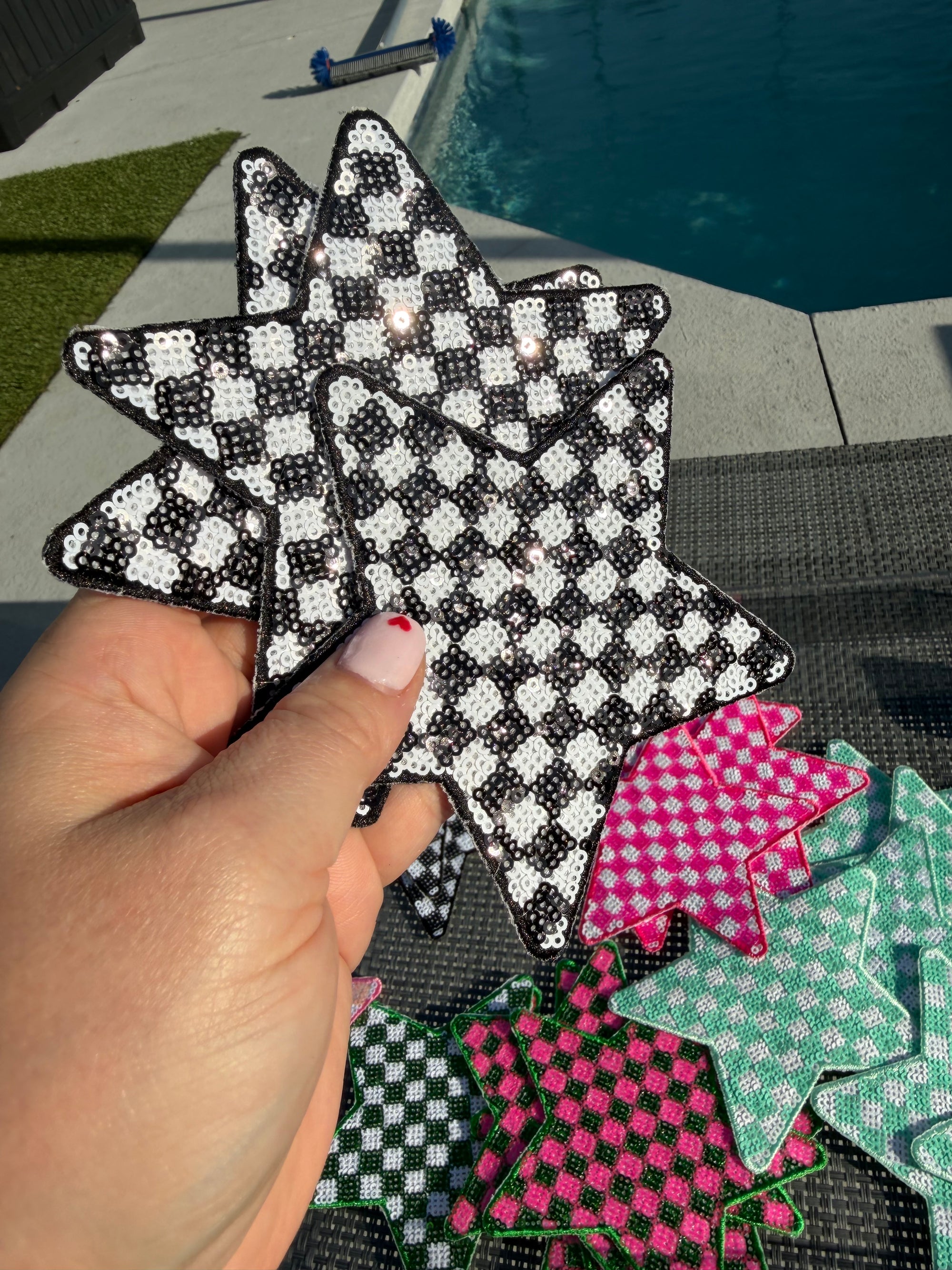 Large Checkered Stars ⭐️
