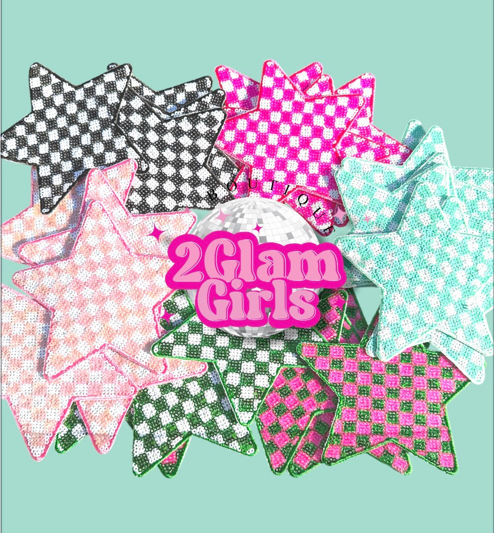 Large Checkered Stars ⭐️