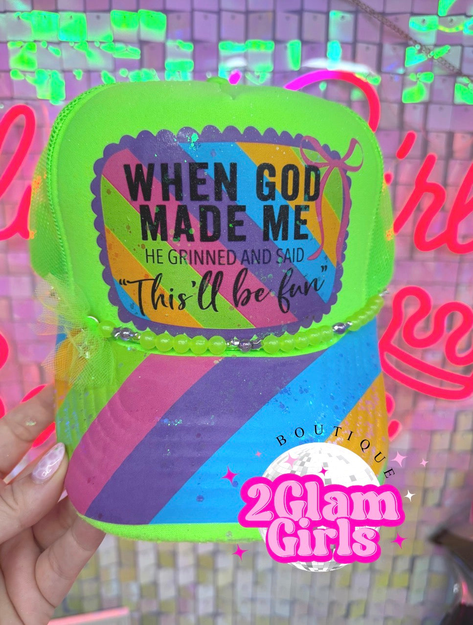 When God made me Sample Hat/ DTF prints