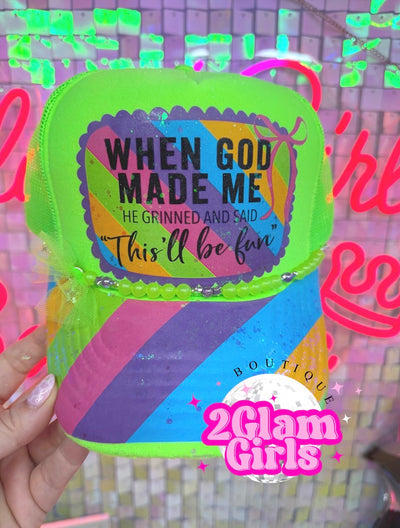 When God made me Sample Hat/ DTF prints