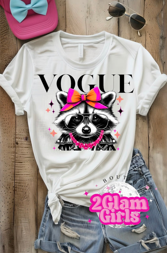 Vogue Raccoon Screenprint with Spangles