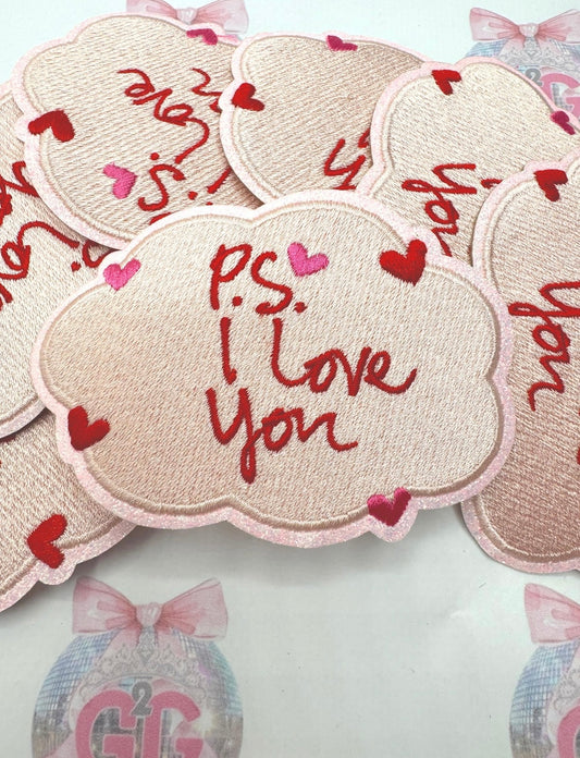 Trucker Hat Patch ~ PS I love you ~ iron on patch ~ hearts and love Valentines Patch