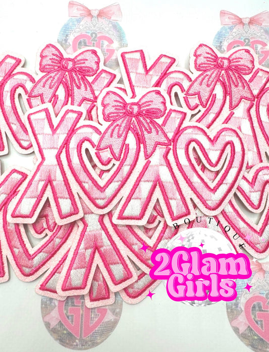 Trucker Hat Patch ~ Xoxo in pink Checkered print ~ Xoxo Valentines Iron on patch