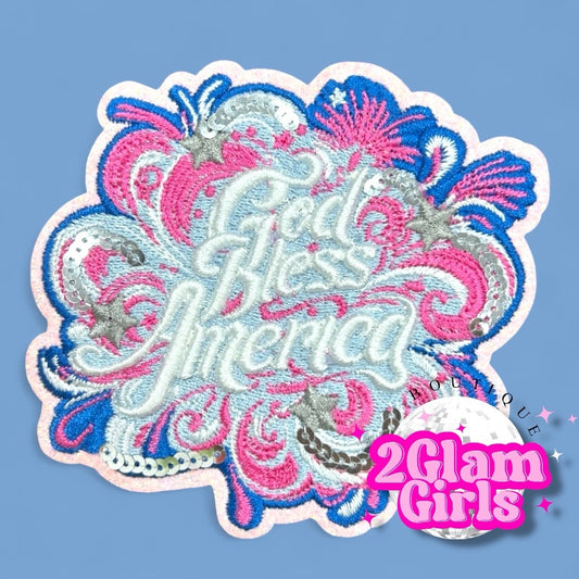 God Bless America ~ 4th of July patch  ~ Sequins and Stars~ Patriotic Patch